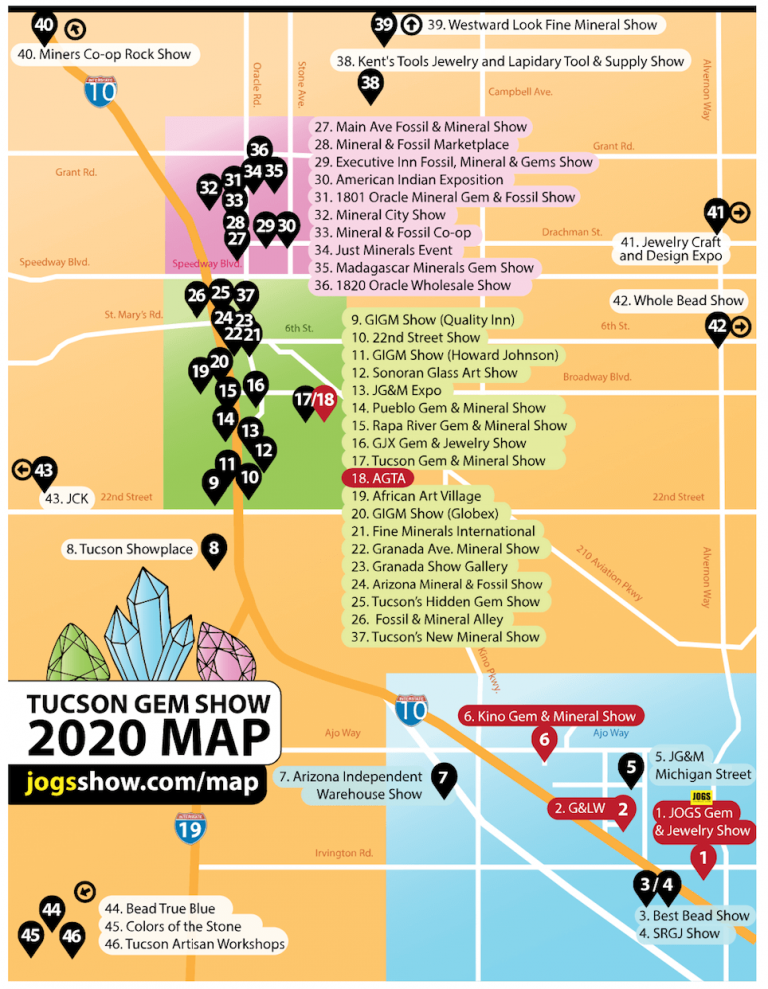 Tucson Gem Show 2024 Map - Fiann Monika