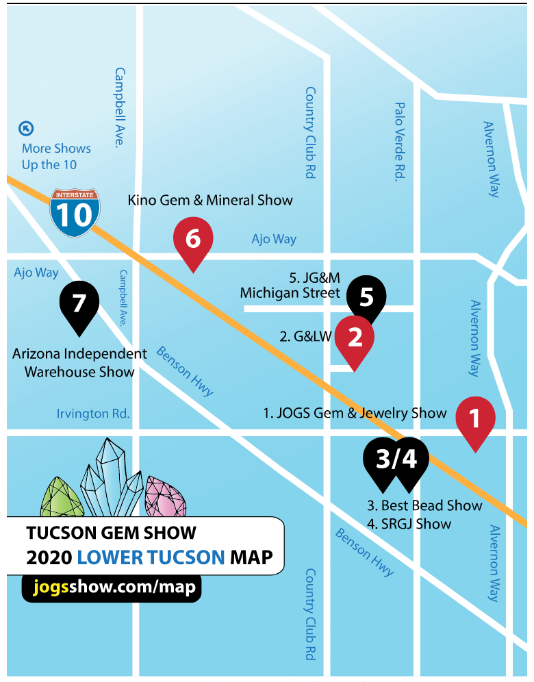 Map Lower Tucson | Tucson Gem Show 101