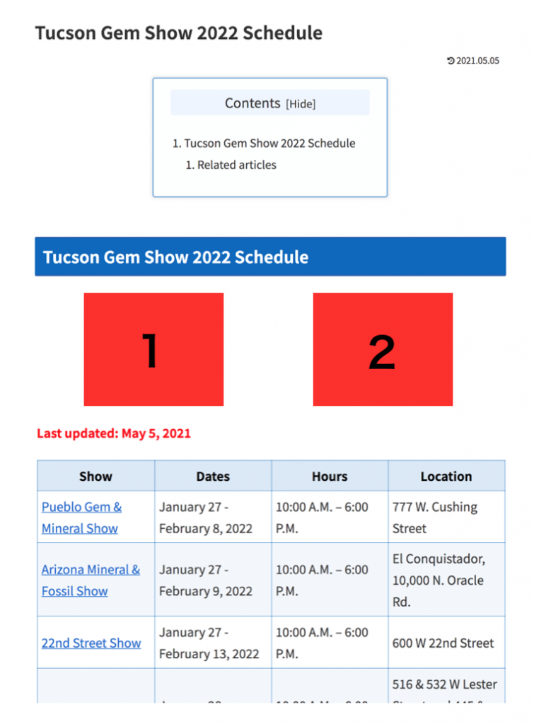 Schedule page banners